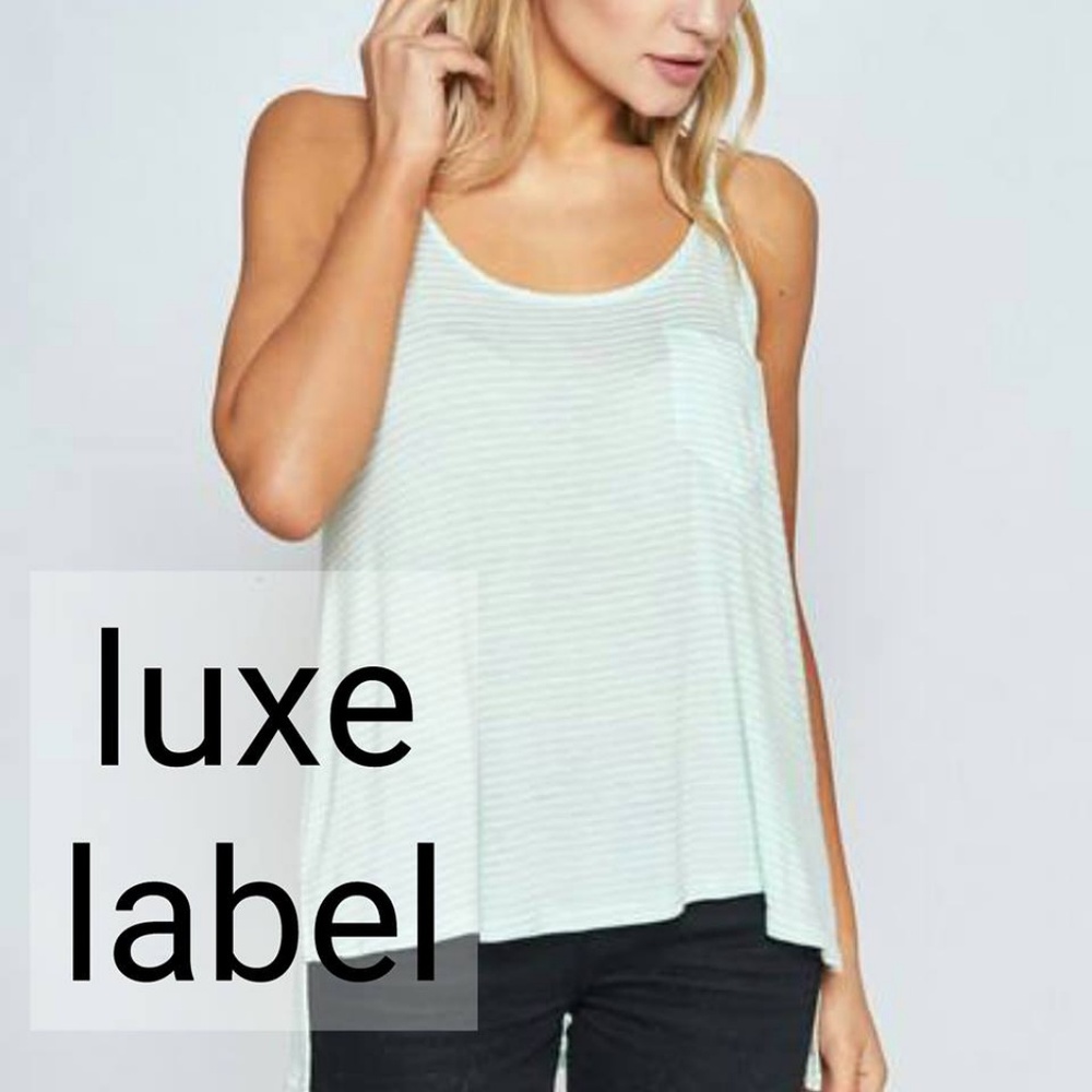SOFT STRIPED POCKET TANK - mint